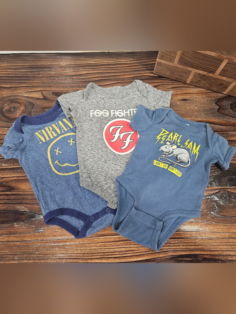 Baby 0-3 months Nirvana, Foo Fighters & Pearl Jam Rock Band Onesie Bundle